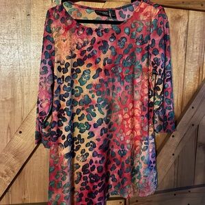 Attitudes by Renee Multicolor Animal Print Top